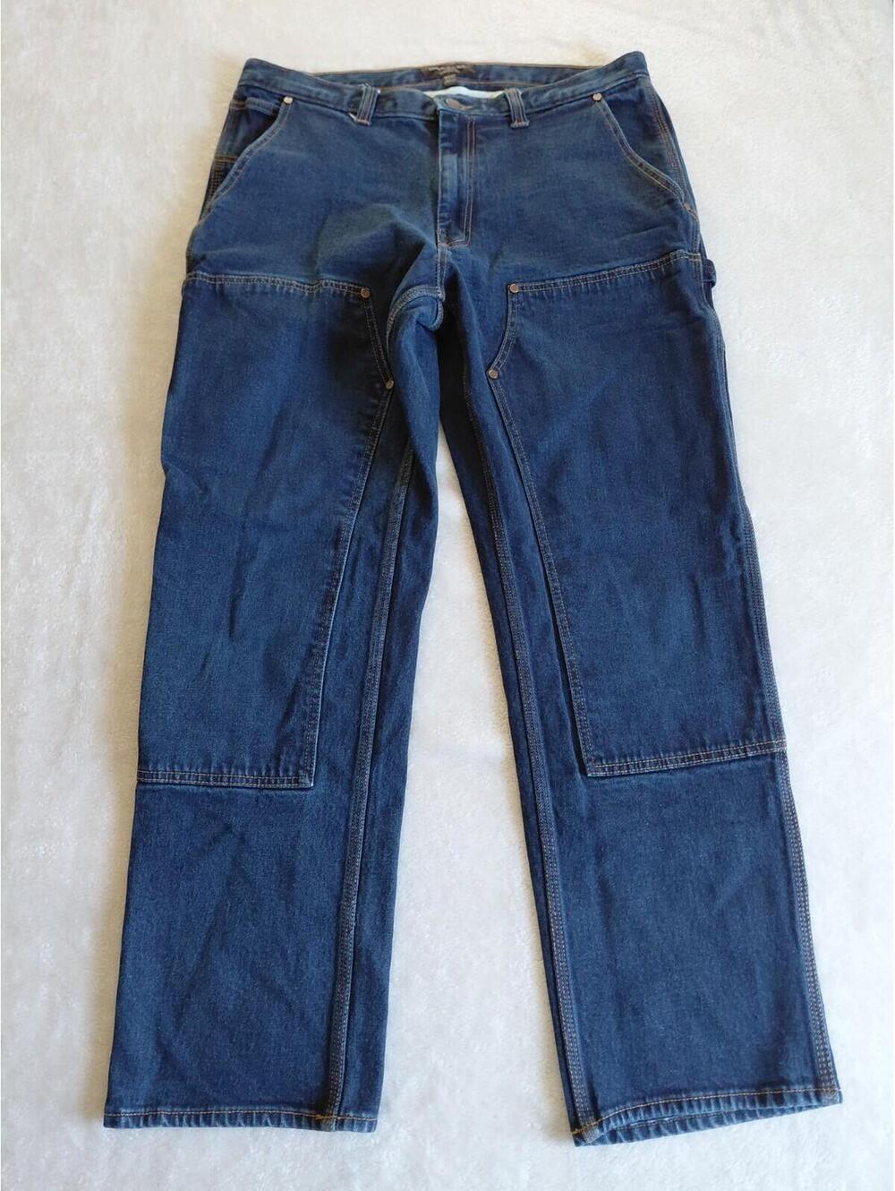 Banana Republic Mens Dark Wash Double Knee Carpenter Jeans 35X32 Straight Fit